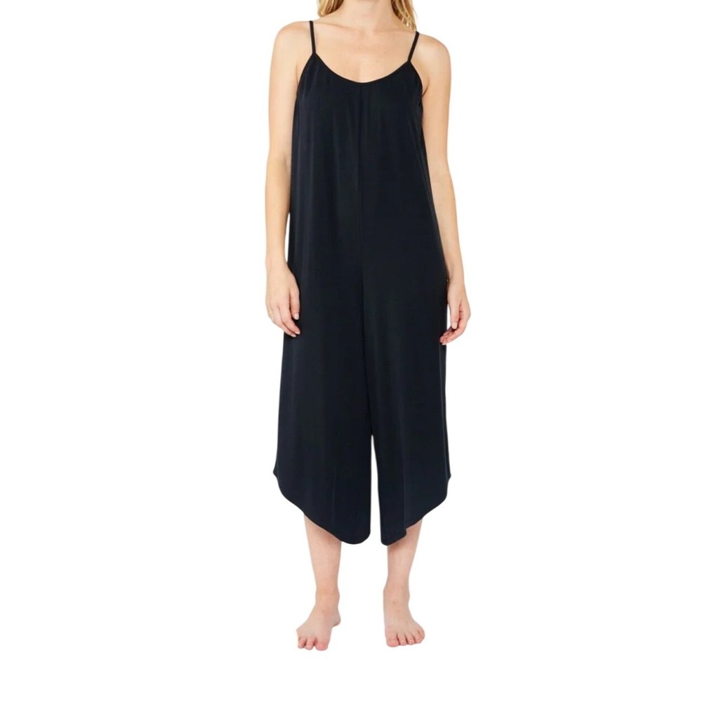 Lovestitch Navy White Floral Rose Oversized Sleeveless Lounge Jumpsuit Small